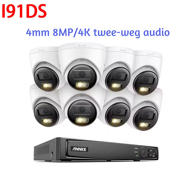 Security Camera System - 4K Ultra HD - 8MP Camera - Two-Way Audio - Outdoor - Surveillance Camera - AI Human Detection - Security Camera - Pack of 8 - White