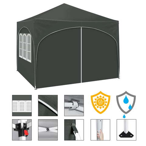 Partytent - Paviljoen - Gemakkelijk op te zetten - Opvouwbaar - Waterdicht - Weerbestendig - Met zijwanden - 3x3 m - Blauw