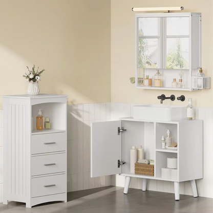 Wastafelmeubel 60x30x60,5 cm – Badkamerkast Onder Wastafel met Uitsparing – Wastafel Onderkast – Ruimtebesparend & Modern Design - Witte