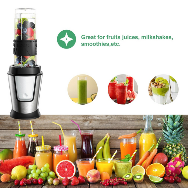 3-in-1 Keukenmachine – 700W Blender, Smoothie Maker - Voedselhakker & Droge Molen – Draagbare Juicer voor Groenten - Fruit & Noten – Multifunctionele Food Processor