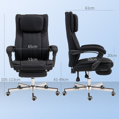 Bureaustoel – Office Chair – Werkstoel – Computestoel – Ergonomische Stoel – Verstelbare Hoogte – Inklapbare Rugleuning met Voetensteun – Zwart