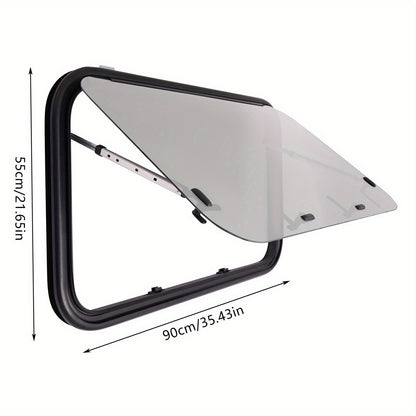 Moderne Caravanraam – Raam Voor Pickup Truck – Trailerraam – Camperraam – Vervangingsraam – Tempered Glas – Aluminium Frame – 65° Ventilatie – Insectenhor – Zwart-Witte Variant