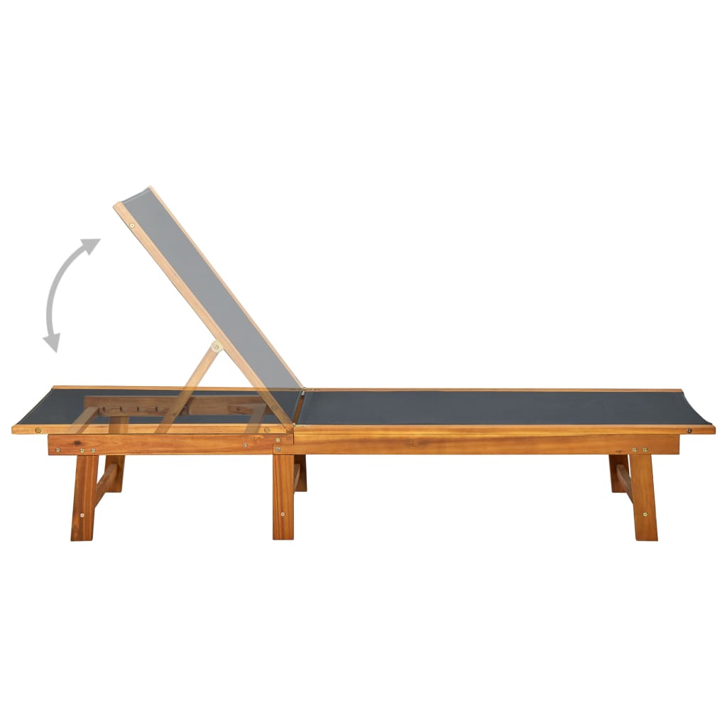 Ligstoel – Tuinstoel – Loungestoel – Ligbed – Verstelbare Rugleuning – Acaciahout – Waterbestendig Textiel