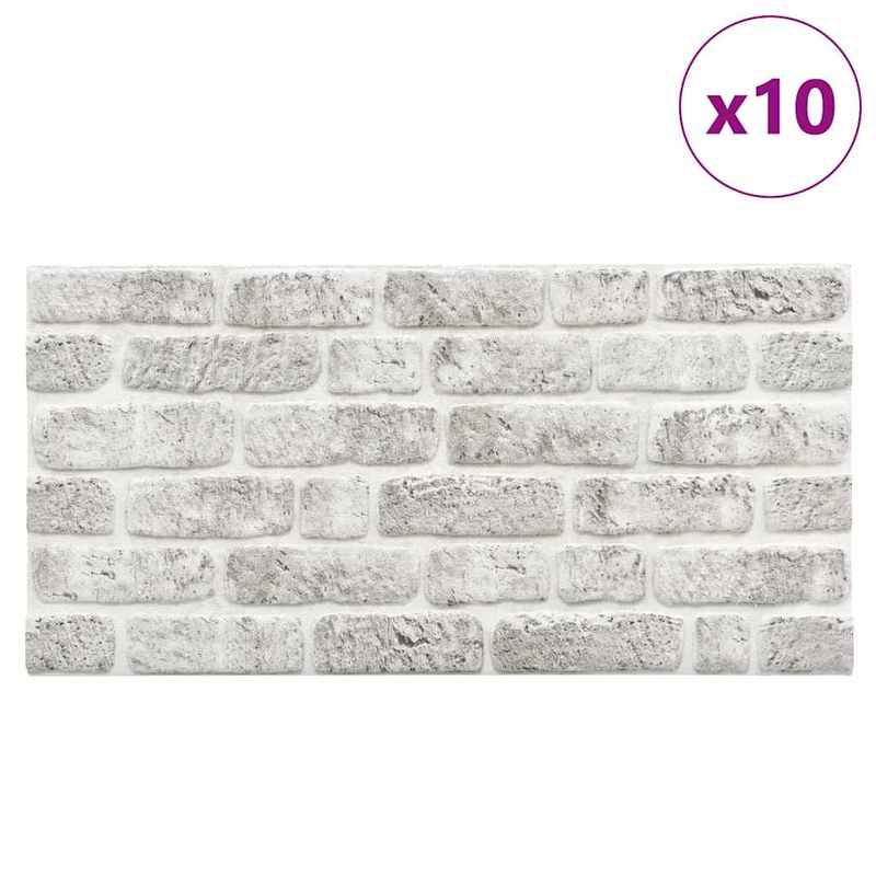 10pcs Light Gray Brick Look EPS 3D Wall Panels - Realistic Faux Brick Texture with Smooth Finish, Easy Peel & Stick Installation, Durable EPS Material for Modern Farmhouse, Industrial & Minimalist Interiors - Paintable Surfac