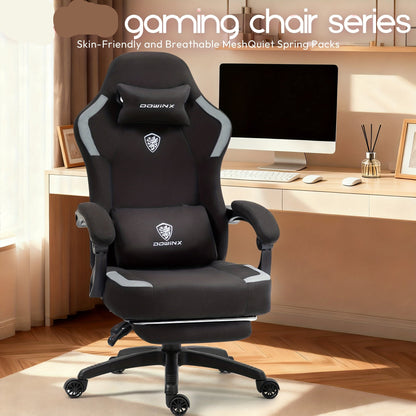 Gamingstoel – Bureaustoel – Computestoel – Playerstoel – Ergonomische Stoel – Verstelbare Hoog Rugleuning – Hoofd- en Lendensteun – Zwarte Racingstijl