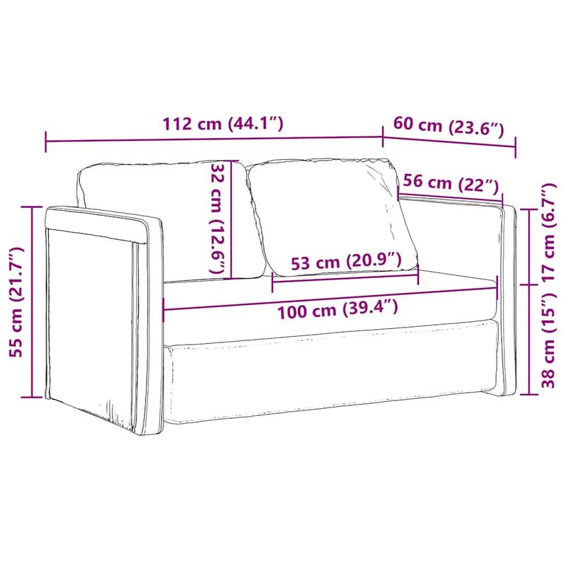 Slaapbank – Bedbank – Logeerbed – Uitklapbank – Slaapstoel – Compact 112x174x55 cm – Houten Frame Met Stofbekleding
