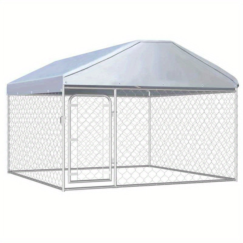 Hondenkennel – Buitenkennel – Hondenhok – Dierenverblijf – Tuinkennel – Met Dak – 200x200x135 cm – Robuust Staal