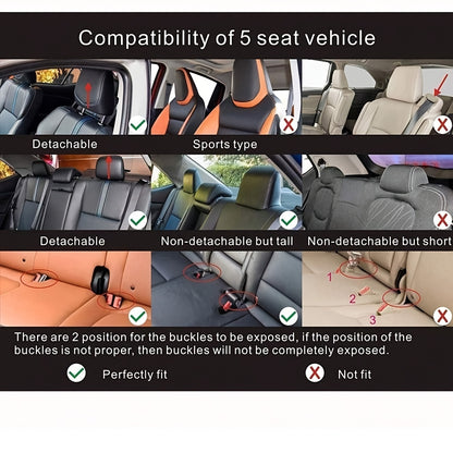 Full Set for SEAT Leon/Ibiza/Arona/Ateca/Tarraco/Cupra Formentor Car Seat Covers - PU Leather Fit Adjustable Front & Rear Seat Protectors with Cushioned Padding, All-Season Use, Compatible with Spanish/European car models