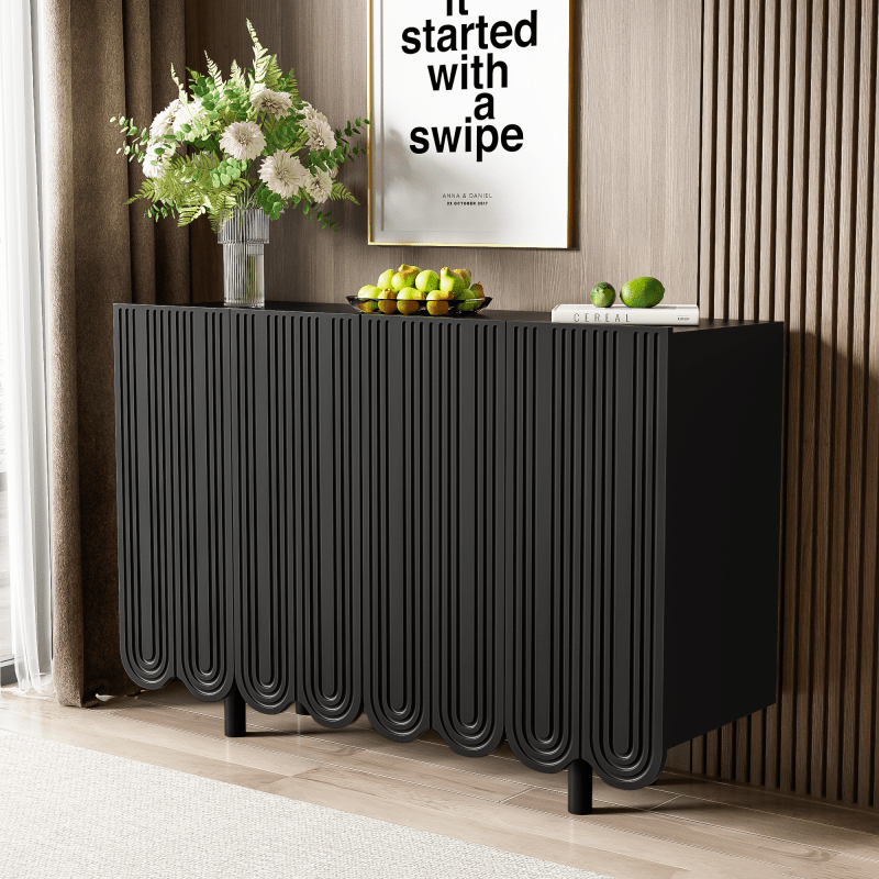 Dressoir – Dressoirkast – Opbergkast – Sideboard – Buffetkast – MDF Zwart – Soft-Close Deuren – Compact Met Veel Bergruimte