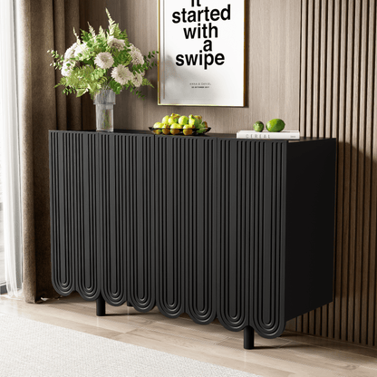 Dressoir – Dressoirkast – Opbergkast – Sideboard – Buffetkast – MDF Zwart – Soft-Close Deuren – Compact Met Veel Bergruimte