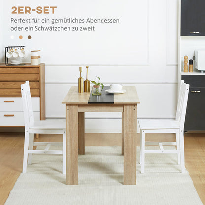 2er-Set Esszimmerstuhle Kuchenstuhle Stuhle, Massivholz, 41cm x 46.5cm x 85.5cm, Wei