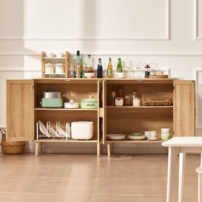 VEVOR Rattan Cabinet with 4 Magnetic Doors & Adjustable Shelves Set of 2 Natural