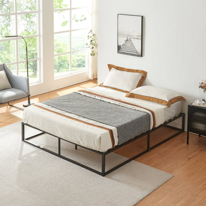 Bedframe – Metalen Bed – Bedframe Met Lattenbodem – Stabiel Bed – Tweepersoonsbed – Zwart – Stevig Gecoat Staal – Onderhoudsvriendelijk