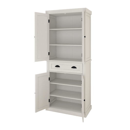 Opbergkast – Keukenkast – Kast – Voorraadkast – Vrijstaande Kast – Wit – 180 cm Breed – Verstelbare Planken – Kantelbeveiliging