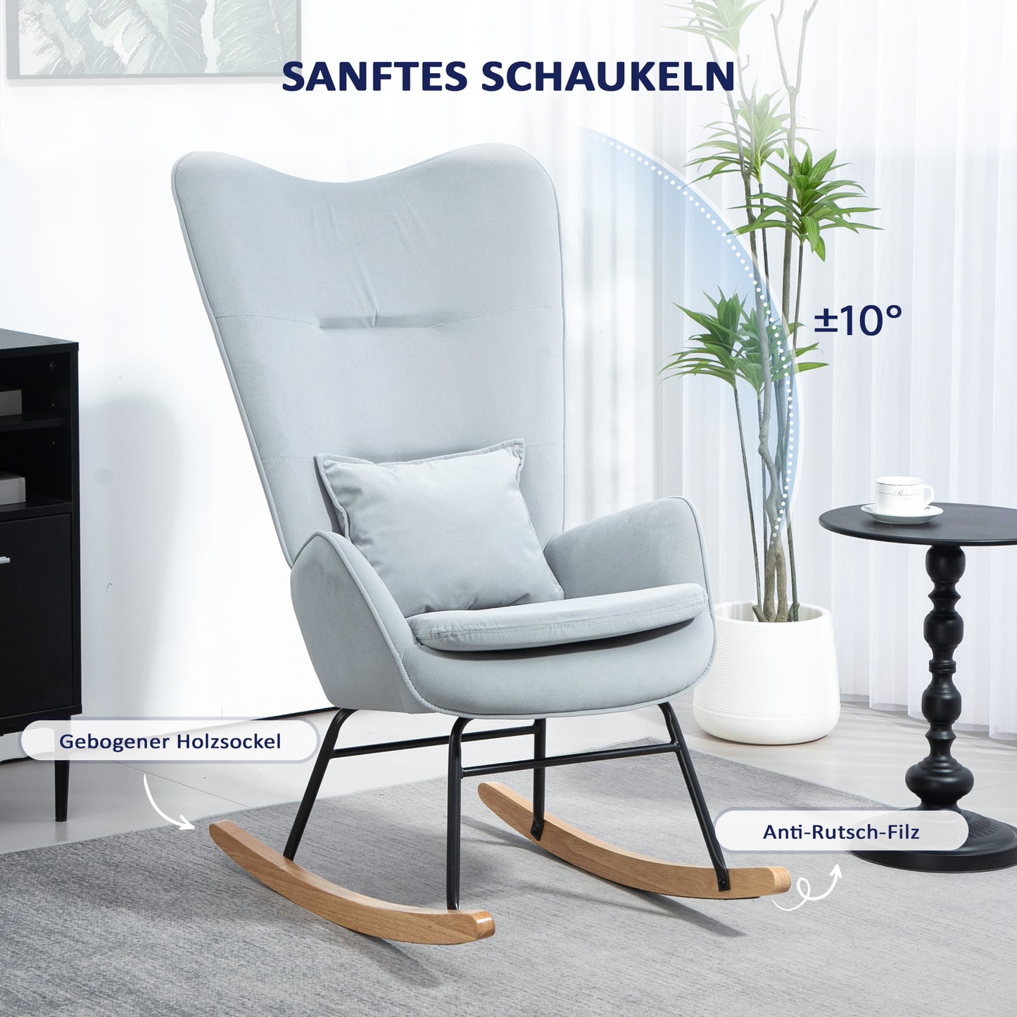 Bureaustoel – Draaifauteuil – Fauteuil – Zitstoel – Relaxstoel – Lichtgrijs – Zacht Fluweelachtig Materiaal – Inclusief Lendensteun