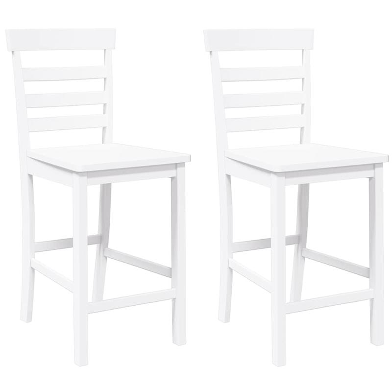 Barstoel – Barkruk – Barstoelen – Keukenstoel – Barkrukken – Set Van 2 – Wit – Massief Hout – Met Rugleuning – Eenvoudig In Elkaar Te Zetten