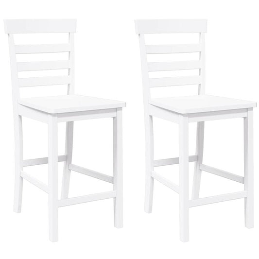 Barstoel – Barkruk – Barstoelen – Keukenstoel – Barkrukken – Set Van 2 – Wit – Massief Hout – Met Rugleuning – Eenvoudig In Elkaar Te Zetten