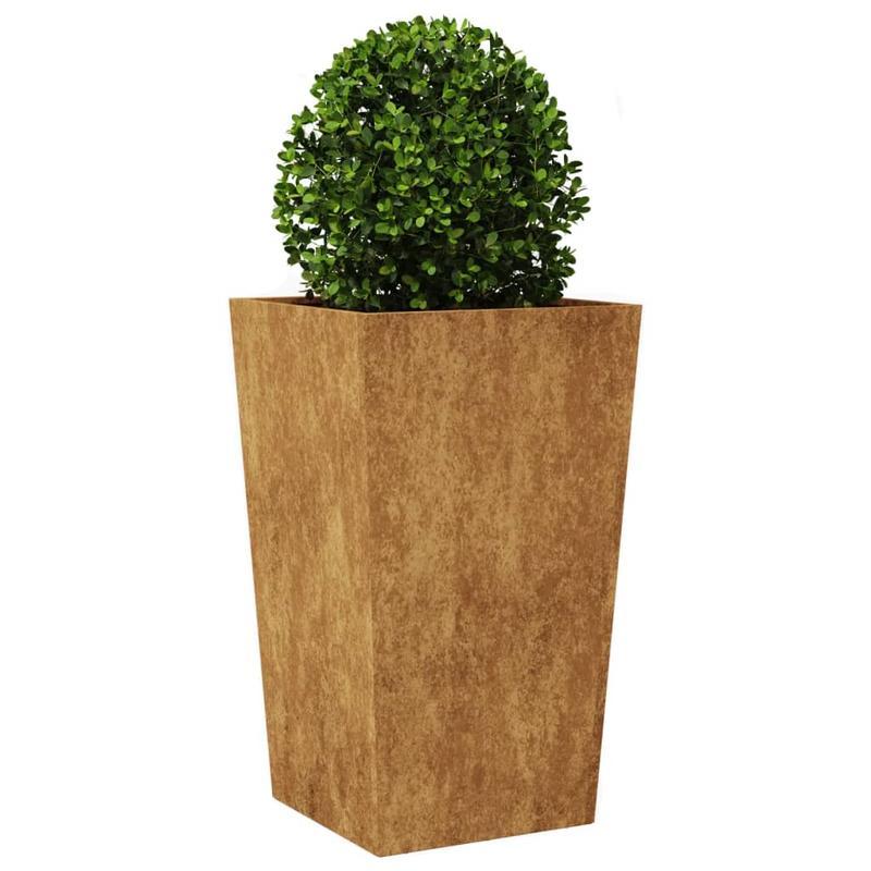 Plantenrek – Plantenstandaard – Bloemenrek – Plantentafel – Plantenzuil – Cortenstaal – Set Van 2 – 45x45x75 cm – Weerbestendig – Duurzaam