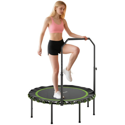 1 Foldable Indoor Fitness Exercise Workout Rebounder | 4-Level Adjustable Foam Handle, Supports Up to 150kg, Green