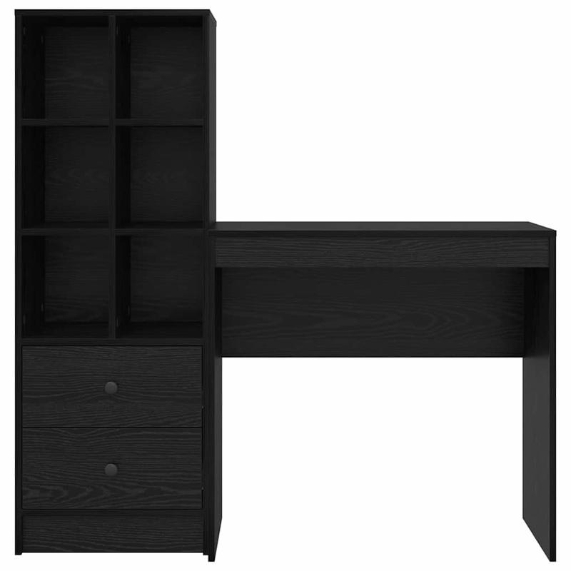 Desk with Storage Space 2pcs Black Oak 80 X 40 X 76Cm Sleek Exterior, Ample Storage Space, Sturdy And Smooth, Featuring a Minimalist And Functional Design.