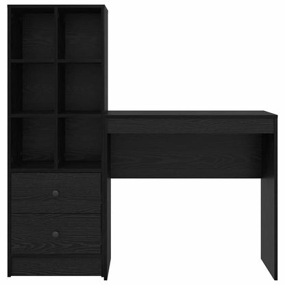 Desk with Storage Space 2pcs Black Oak 80 X 40 X 76Cm Sleek Exterior, Ample Storage Space, Sturdy And Smooth, Featuring a Minimalist And Functional Design.