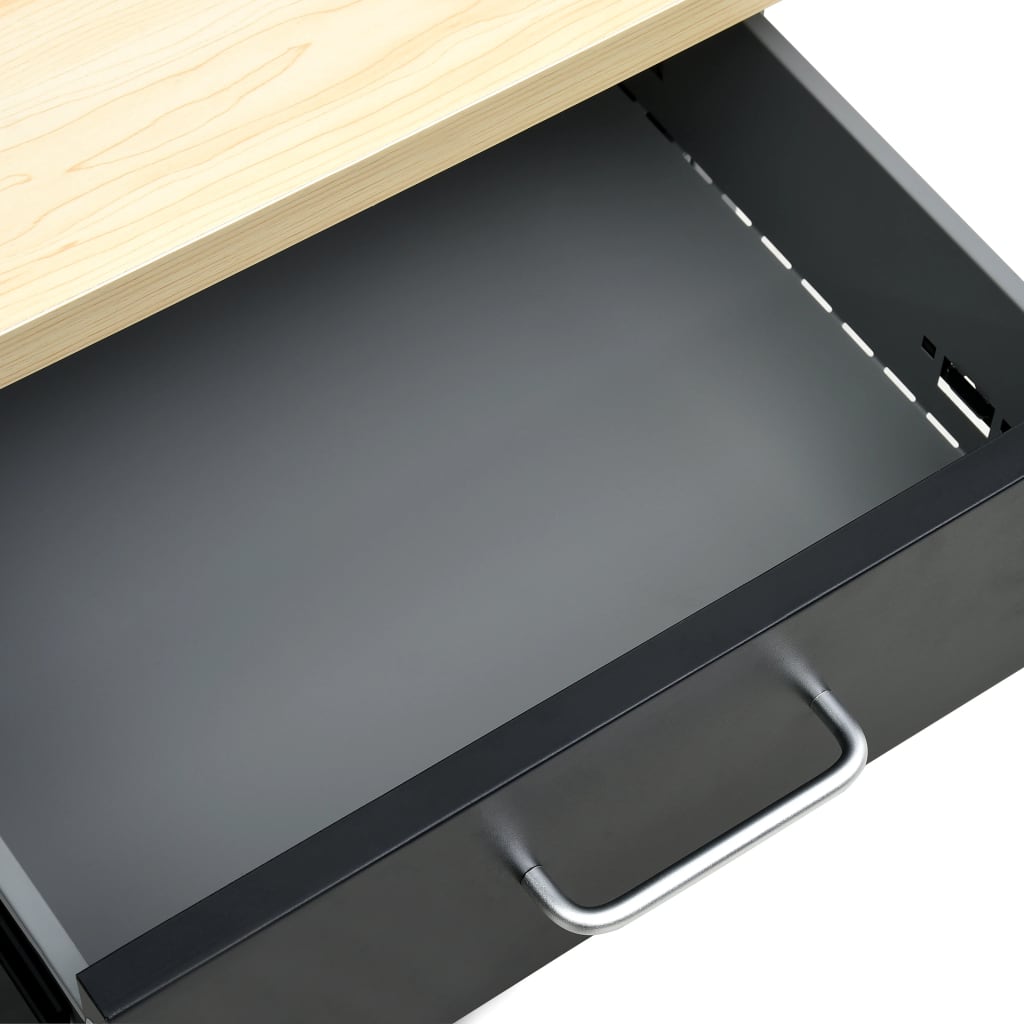 Werkbank – Werktafel – Klusbank – Werkbank Met Laden – Zwarte Werkbank – Stalen Frame – 160x60 cm Werkblad – 6 Laden Met Kogelgelagers