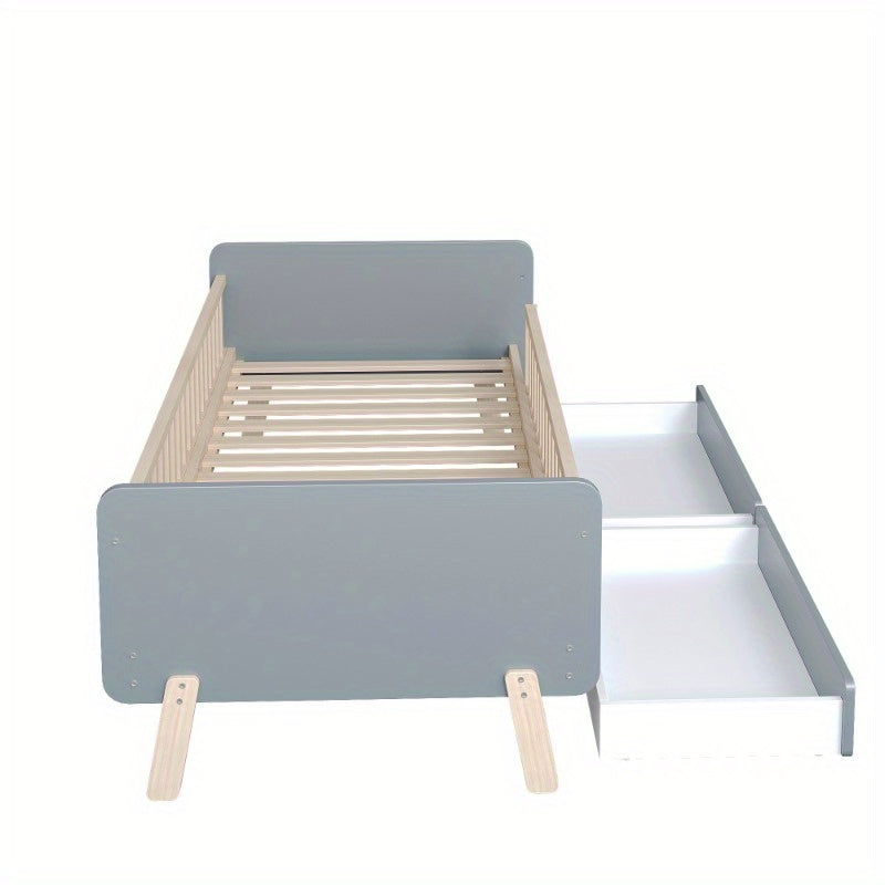 Eenpersoonsbed – 1-Persoonsbed – Stapelbed – Kinderbed – Ledikant – Metaal Frame – Stoffen Hoofdbord – 140x200 cm – Max 300 kg Belastbaar
