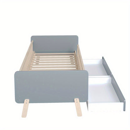 Eenpersoonsbed – 1-Persoonsbed – Stapelbed – Kinderbed – Ledikant – Metaal Frame – Stoffen Hoofdbord – 140x200 cm – Max 300 kg Belastbaar