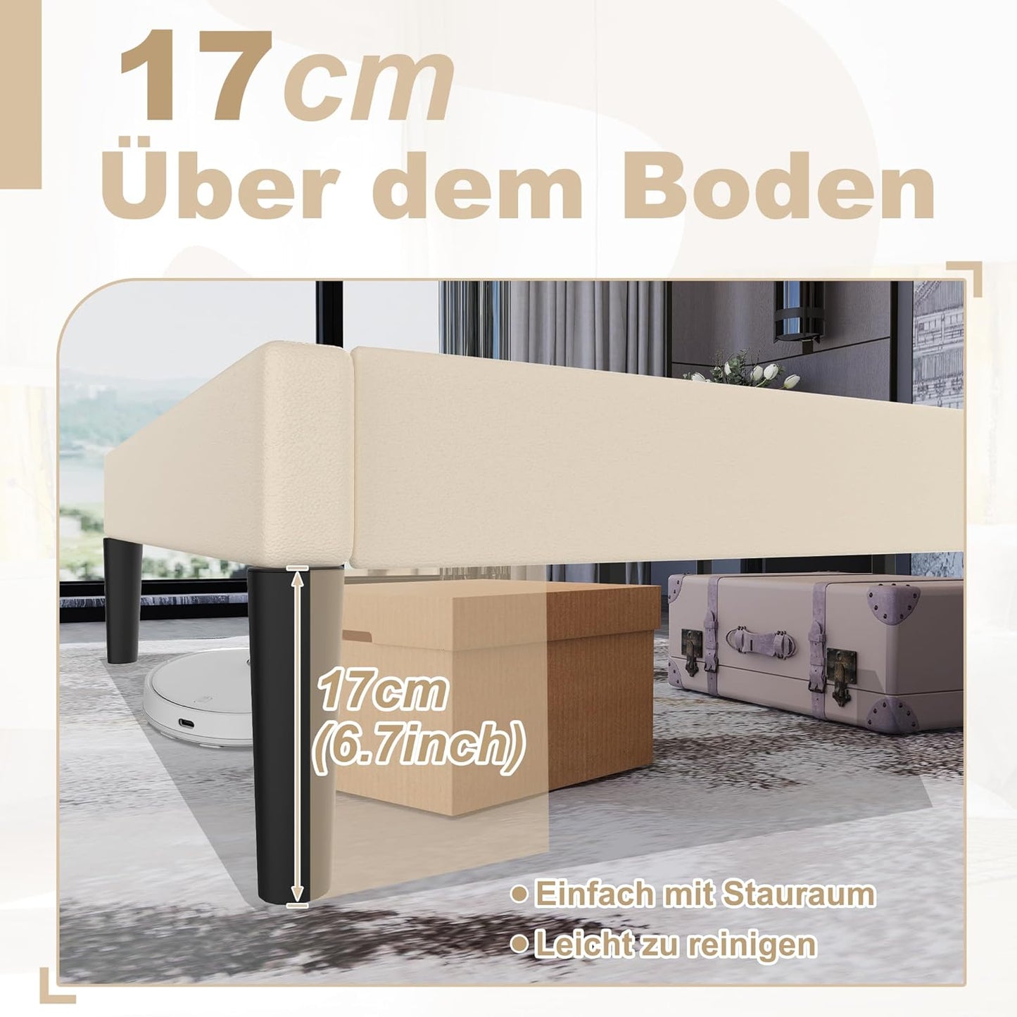 Boxspringbed – Gestoffeerd Bed – Bedframe – Tweepersoonsbed – Slaapkamer Bed – Imitatieleer – 160x200 cm – Comfortabel Hoofdbord – Stevige Houten Lattenbodem