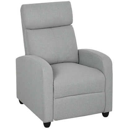 Relaxfauteuil – Lounge Chair – Verstelbare Fauteuil – Relaxstoel – Zitfauteuil – Lichtgrijs – Handmatig Kantelbaar Tot 135° – Uitschuifbare Voetensteun