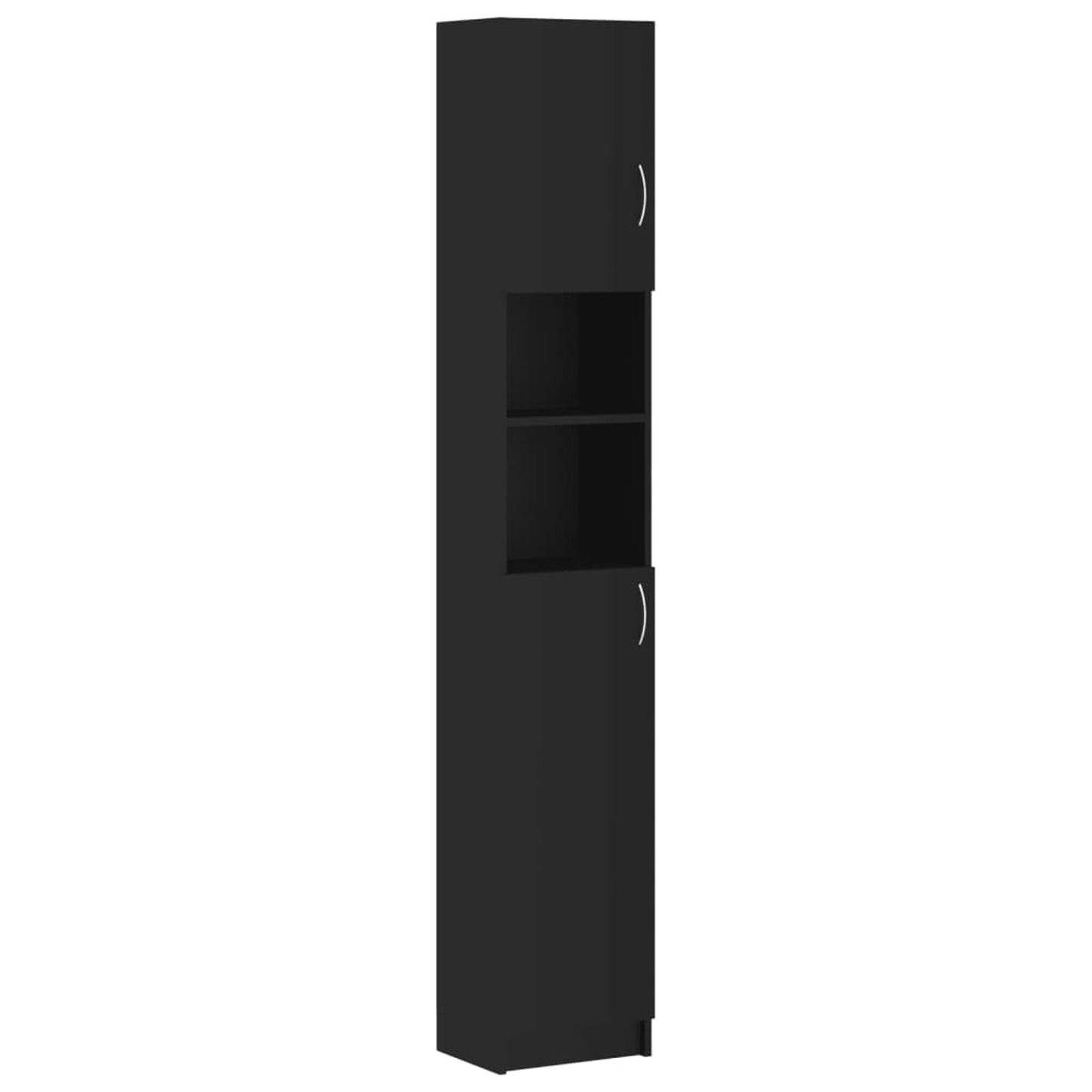 Opbergkastje – Badkamerkast – Opbergmeubel – Kastje – Bergkast – Zwart – Slank Design – Hoogwaardig Engineered Wood – 190 cm Hoog – Compact 32 cm Breed