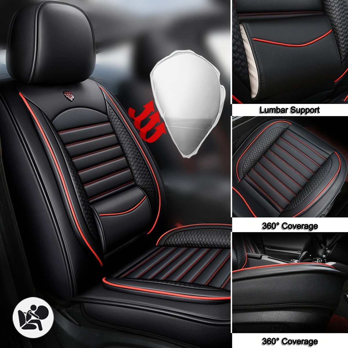 Autostoelhoezen – Stoelhoezen Auto – Zittingbeschermers – Kunstleren Stoelhoezen – Set 5 Zitplaatsen – Universele Pasvorm – Waterafstotend PU-leer – Airbag Compatibel