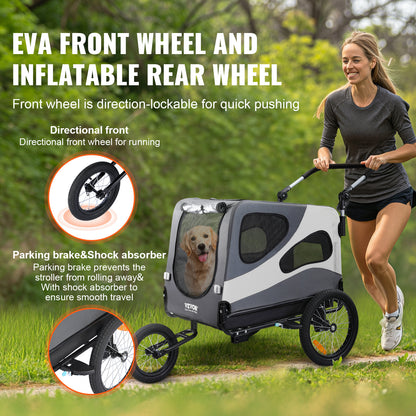 Hondenfiets-aanhanger – Hondenaanhanger – Fietsbuggy – Hondenbuggy – Dog stroller – Geschikt tot 45 kg – Stevig metalen frame – Snelle wielvergrendeling