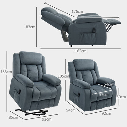 Relaxfauteuil – Relaxstoel – Relaxzetel – Loungefauteuil – Comfortfauteuil – Grijs – Zachte Bekleding – Verstelbare Rugleuning en Voetensteun met Afstandsbediening