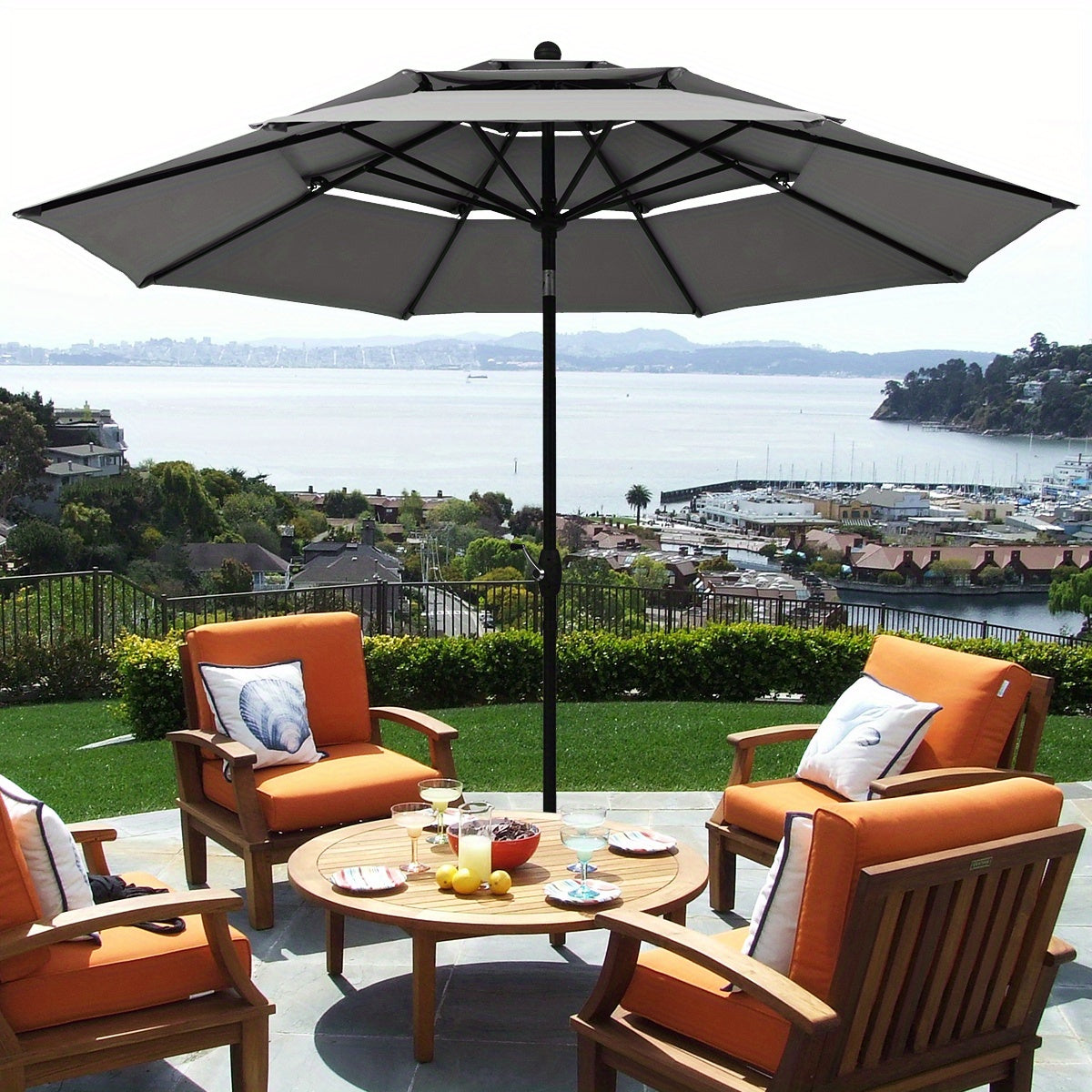 Patio Parasol – Tuinparasol – Marktparasol – Buitenparasol – Zwembadparasol – 3,05 Meter Diameter – Aluminium Frame Met Kantelfunctie