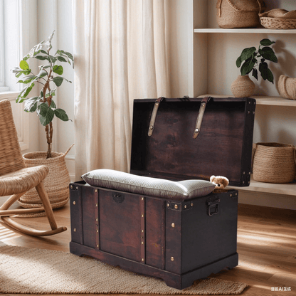Houten Opbergkist – Opbergbox – Speelgoedkist – Opbergdoos – Opbergbak – Bruin Hout – Afmetingen 66 x 38 x 40 cm – Draagbaar Met Handvatten