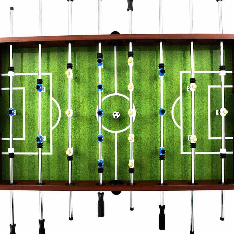 tafelvoetbaltafel – voetbaltafel – tafelvoetbalspel – kickertafel – speltafel – stevig staalframe – groot speelveld 140x74,5x87,5 cm – bruin zwart grijs
