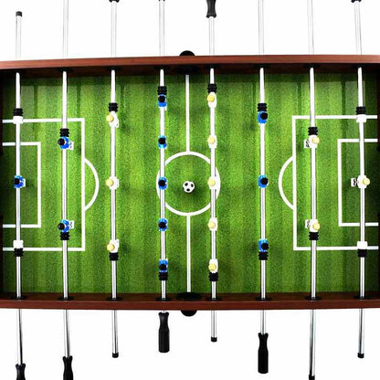 tafelvoetbaltafel – voetbaltafel – tafelvoetbalspel – kickertafel – speltafel – stevig staalframe – groot speelveld 140x74,5x87,5 cm – bruin zwart grijs
