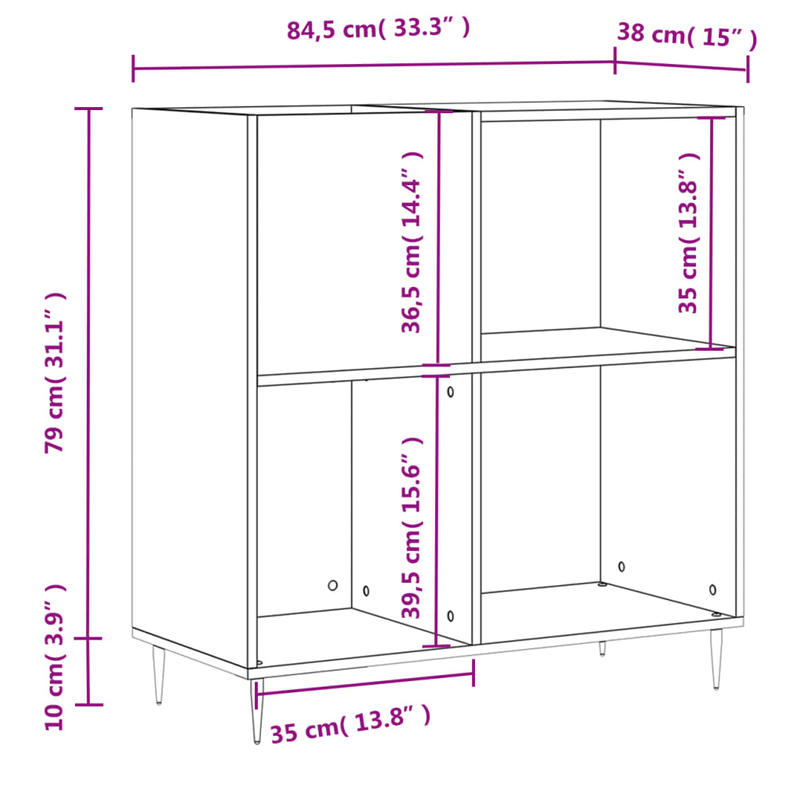 Platenspelerstandaard – Vinylmeubel – Platenkast – Audio Meubel – Bruin Eikenhout – Stevig Multiplex – 84,5x38x89 cm