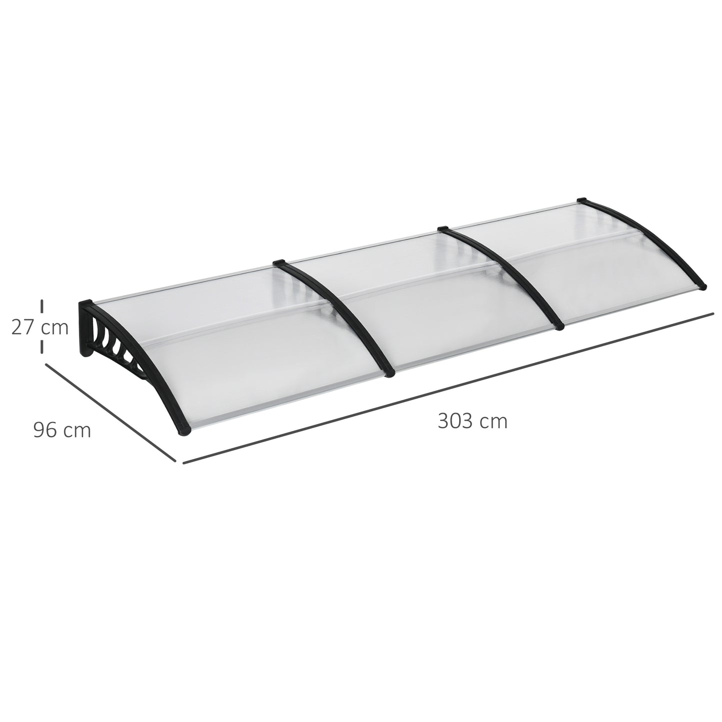 Voordeuroverkapping – Deurluifel – Overkapping – Zonwering – Luifel – Zwart Aluminium Frame – Transparant 5 mm Polycarbonaat Dak – UV- en Weerbestendig