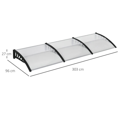 Voordeuroverkapping – Deurluifel – Overkapping – Zonwering – Luifel – Zwart Aluminium Frame – Transparant 5 mm Polycarbonaat Dak – UV- en Weerbestendig
