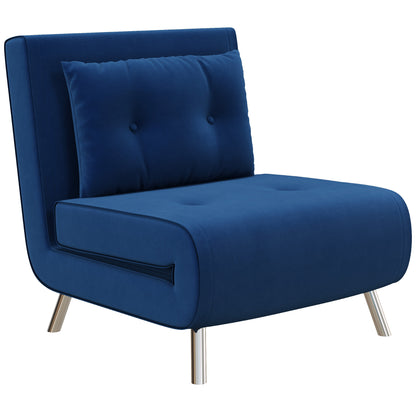 Slaapfauteuil – Relaxstoel – Bedfauteuil – Gastenbed – Velours Fauteuil – Donkergrijs – 3-stand Verstelbare Rugleuning – Compact 77x88x83 cm