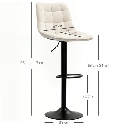 Barkrukken – Barstoel – Keukenstoel – Barkrukken Set – Barkruk Met Rugleuning – Verstelbaar In Hoogte – 360° Draaibaar – Met Voetsteun – Beige