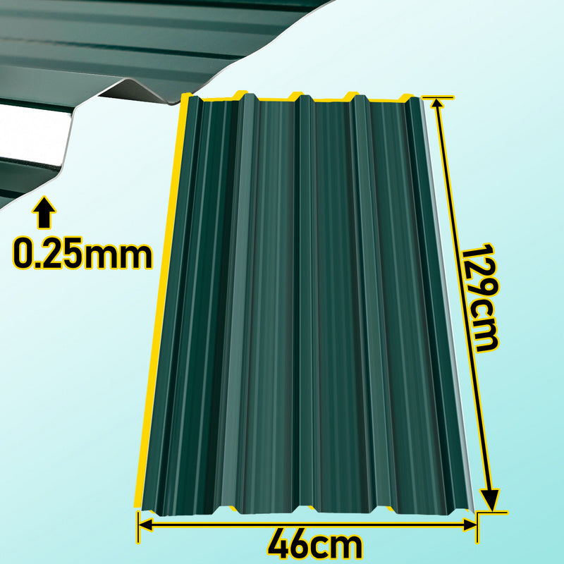 Dakpanelen – Dakplaten – Dakbedekking – Dakplaat – Golfplaat – Gegalvaniseerd Staal – 129x46 cm – 0,25 mm Dikte – Groen – Set van 36 stuks – Weerbestendig & Lichtgewicht
