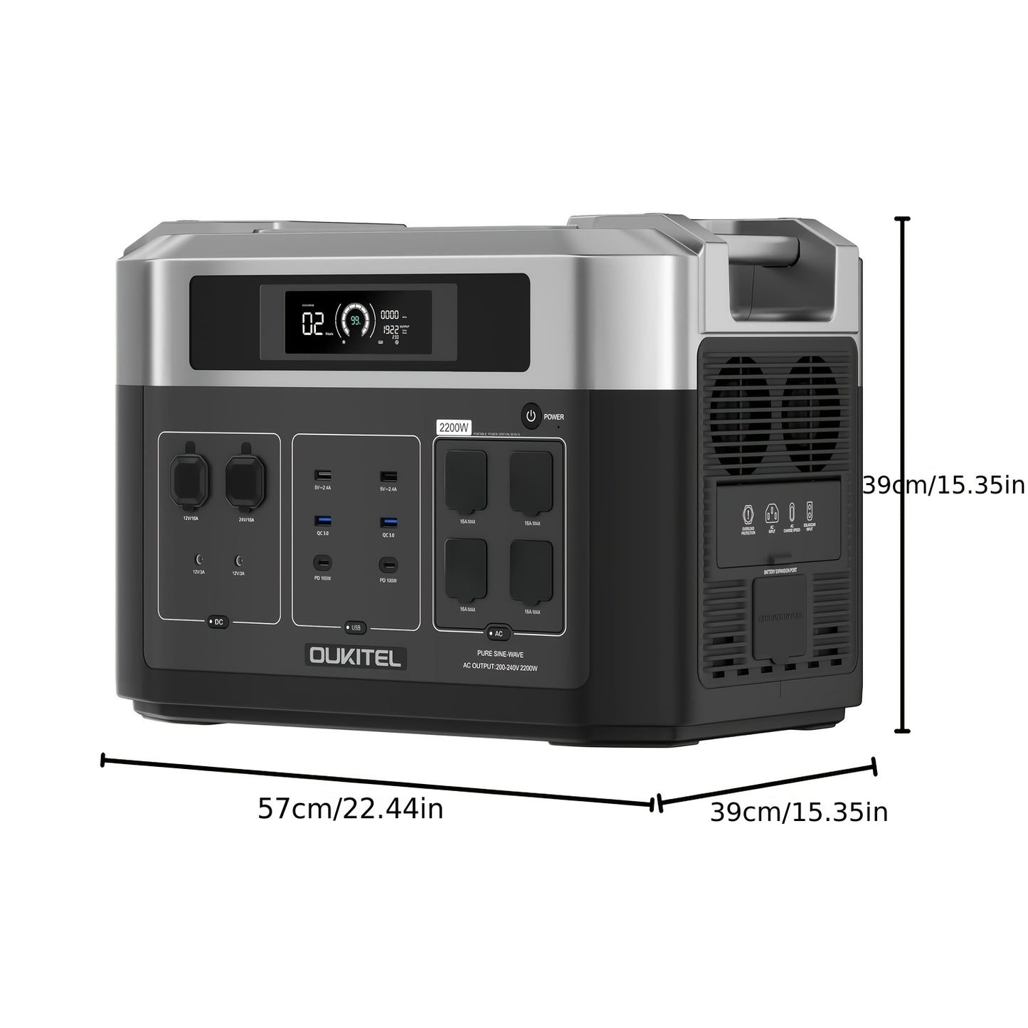 Powerstation – Draagbare Generator – Energiecentrale – Noodstroomvoorziening – Draagbare Accu – 2048Wh Capaciteit – 2200W Continu Vermogen