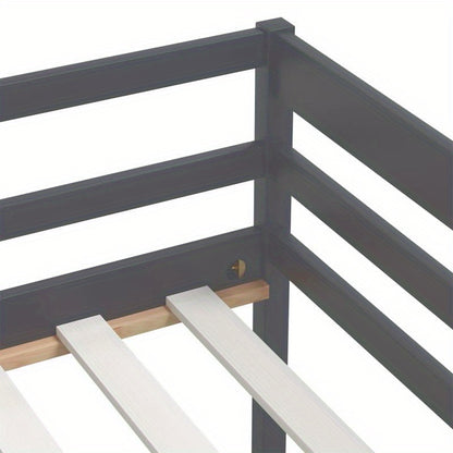 Modern Minimalist Bed Frame - Solid Pine Hardwood Construction, Easy Assembly, Tool-Free Setup, Sturdy Legs - Space-Saving Single Bed for Small Rooms, Apartments, Guest Bedrooms - Grigio Scuro (Dark Gray) Contemporary Furnitu