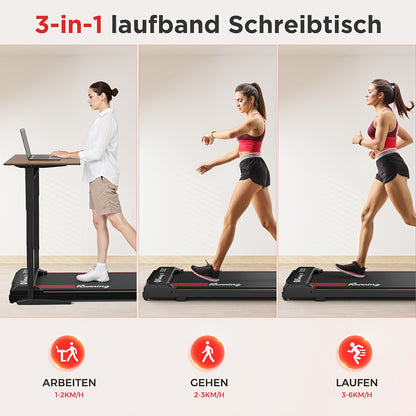 2-in-1 Folding Treadmill with Remote Control & Music Playback, LED Display, 37.5x90cm Running Belt, No-Assembly Design, Quiet Operation, Compact Space-Saving Home Gym Equipment with App Connectivity, 220-240V, European Plug,