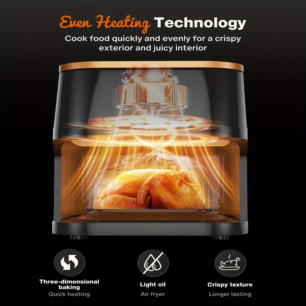 Heteluchtfriteuse – Airfryer – Heteluchtoven – Friteuse – Crispy Cooker – 10 Liter Grote Capaciteit – Roestvrij Staal 410 RVS – LED-Touchscreen Met 8 Programma’s – Max 210°C Temperatuur