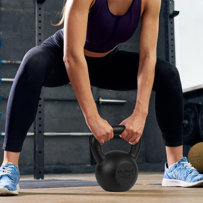 26 kg Kettlebell – Gewicht – Dumbbell – Fitnessgewicht – Gietijzeren Halter – Gietijzer – Ergonomisch Handvat – Vlakke Onderkant
