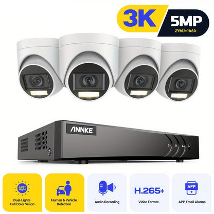 Beveiligingssysteem – Camerabeveiliging – Bewakingscamera – Veiligheidscamera – 4x 3K Cameras Wit – 5MP Super HD Beeldkwaliteit – Mens- en Voertuigdetectie Met Audio